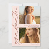 Invitation Calligraphie rose pâle et laiton 2 Photos Graduati (Devant)