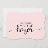 Invitation Calligraphie rose pâle Maid Of Honor Proposition (Devant)