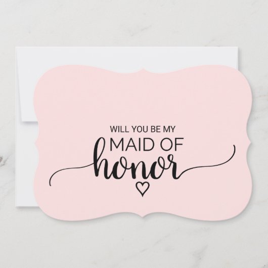 Invitation Calligraphie rose pâle Maid Of Honor Proposition (Devant)