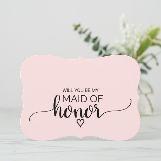 Invitation Calligraphie rose pâle Maid Of Honor Proposition (Debout devant)