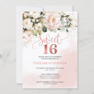 Invitation Calligraphie rose rousse roses verdure douce 16e
