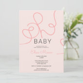 Invitation Calligraphie rose vif chic moderne Oh baby shower (Debout devant)