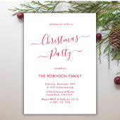 Invitation Calligraphie rouge moderne Fête de Noël