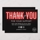 Invitation  Calligraphie rouge Neon Merci Média Insertion (Devant / Derrière)