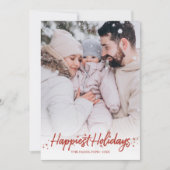 Invitation Calligraphie rouge Photo Joyeuses Fêtes Noël (Devant)