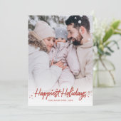 Invitation Calligraphie rouge Photo Joyeuses Fêtes Noël (Debout devant)