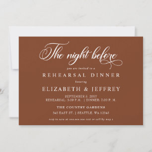Invitation Calligraphie Rouille La Nuit Avant Le Dîner De Rép