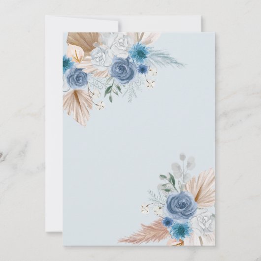 Invitation Calligraphie rustique Boho Dusty Blue Pampas Maria (Dos)