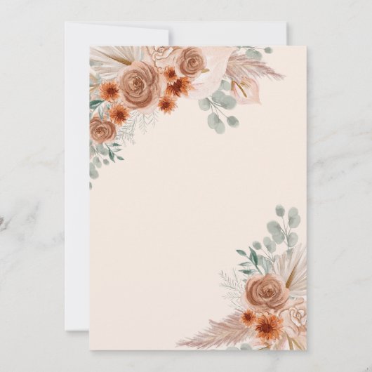 Invitation Calligraphie rustique Boho Terracotta Pampas Maria (Dos)