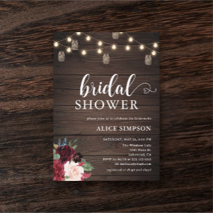 Invitation Calligraphie Rustique Bois Coeur Chute Florale