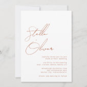 Invitation Calligraphie rustique en terre cuite Mariage de co (Devant)