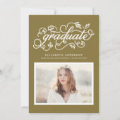 Invitation Calligraphie Rustique Gold Photo Graduation (Devant)