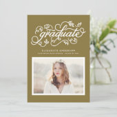 Invitation Calligraphie Rustique Gold Photo Graduation (Debout devant)