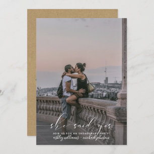 Invitation Calligraphie rustique Kraft Photo QR Code Fiançail
