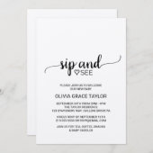 Invitation Calligraphie rustique Kraft Sip and See (Devant / Derrière)