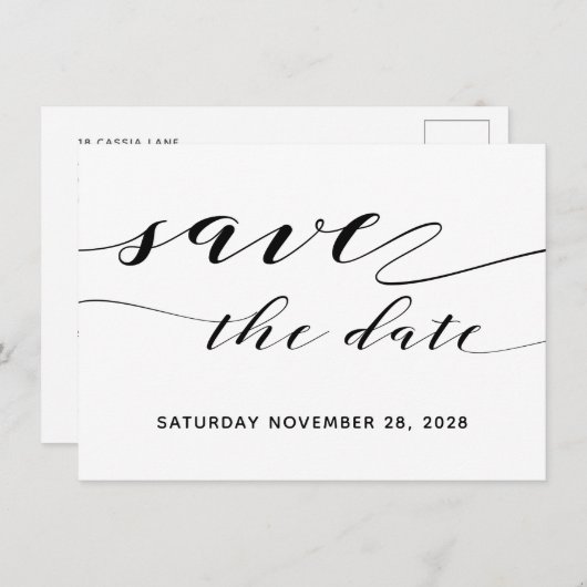 Invitation Calligraphie Rustique Mariage Enregistrer La Date  (Devant / Derrière)