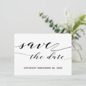 Invitation Calligraphie Rustique Mariage Enregistrer La Date  (Debout devant)