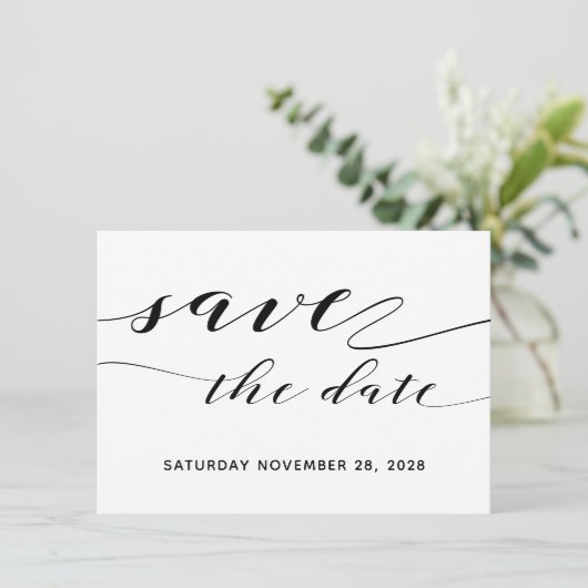 Invitation Calligraphie Rustique Mariage Enregistrer La Date  (Debout devant)