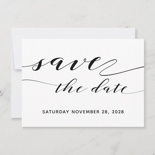 Invitation Calligraphie Rustique Mariage Enregistrer La Date  (Devant)
