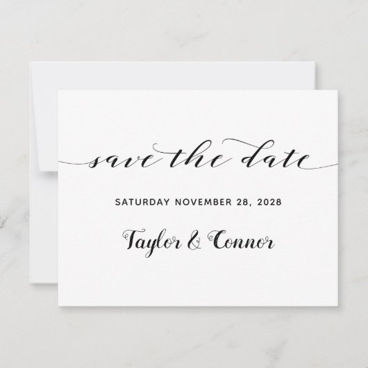 Invitation Calligraphie Rustique Mariage Enregistrer La Date (Devant)