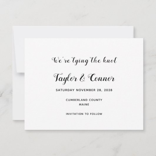 Invitation Calligraphie Rustique Mariage Enregistrer La Date (Dos)