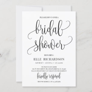 Invitation Calligraphie rustique moderne lettrage de douches 
