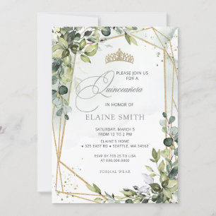 Invitation Calligraphie rustique Verdure Eucalyptus Quinceane