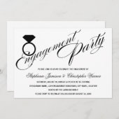 Invitation Calligraphie Script Diamond Ring Engagement Party (Devant / Derrière)