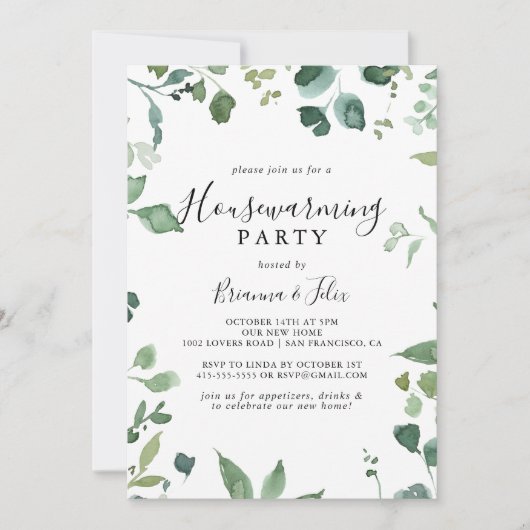 Invitation Calligraphie Script Foliting Houseécher Party (Devant)
