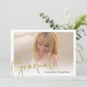 Invitation Calligraphie Script or minimaliste deux photos (Debout devant)