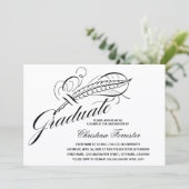 Invitation Calligraphie Script Plume Quill Graduation (Debout devant)