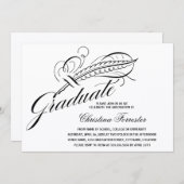 Invitation Calligraphie Script Plume Quill Graduation (Devant / Derrière)