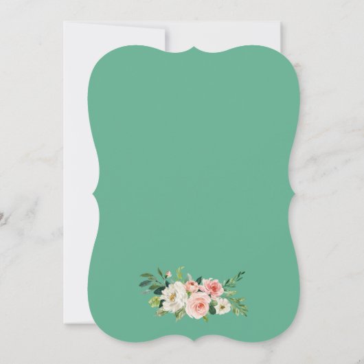 Invitation Calligraphie Script rose blanc floral Neo Mint (Dos)