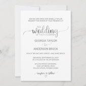 Invitation Calligraphie simple à huile d'argent Mariage offic (Devant)