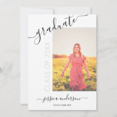 Invitation Calligraphie simple blanche et noire pour diplômé  (Devant)