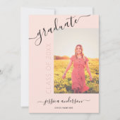 Invitation Calligraphie simple Blush Pink Graduation 2 Photo (Devant)