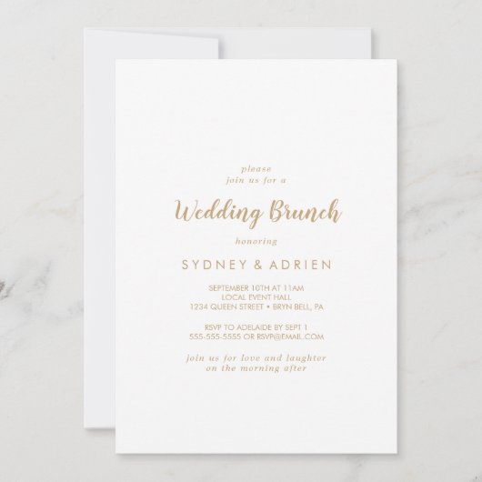 Invitation Calligraphie simple | Brunch Mariage or (Devant)