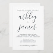 Invitation Calligraphie simple Chic Mariage noir blanc (Devant / Derrière)