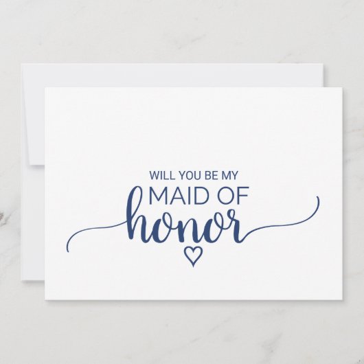 Invitation Calligraphie Simple De La Marine Maid Of Honor Pro (Devant)