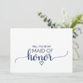 Invitation Calligraphie Simple De La Marine Maid Of Honor Pro (Debout devant)