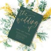 Invitation Calligraphie simple Emerald Green & Gold Mariage
