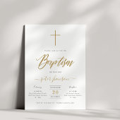 Invitation Calligraphie simple et élégante Baptême Garçon Or