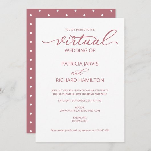 Invitation Calligraphie simple et élégante Mariage virtuel (Devant / Derrière)