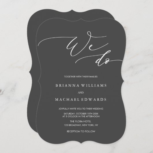 Invitation Calligraphie simple et élégante Nous faisons Maria (Devant / Derrière)