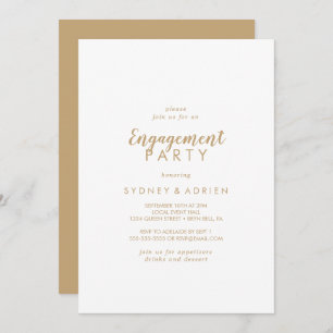 Invitation Calligraphie simple   Gold Back Engagement Party
