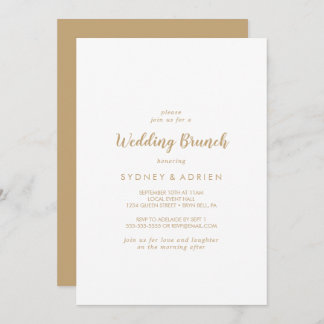Invitation Calligraphie simple|Gold Back Mariage Brunch