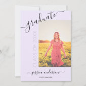 Invitation Calligraphie simple Lumière Purple Graduation 2 Ph (Devant)