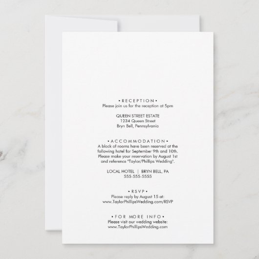 Invitation Calligraphie simple Mariage avant et arrière (Dos)