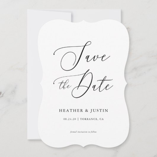 Invitation Calligraphie simple Mariage Enregistrer les dates (Devant)