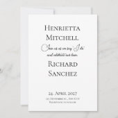 Invitation Calligraphie simple Mariage noir et blanc (Devant)